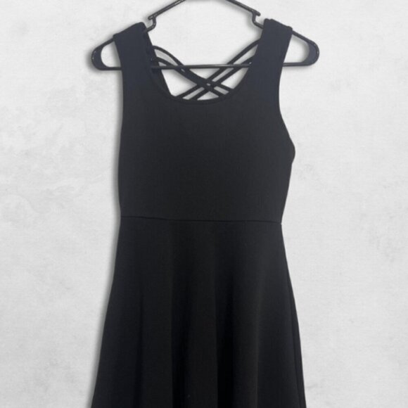 Rebel Sugar Mini Dress Criss-Cross Open Back Sleeveless Black Women's L Juniors - Picture 2 of 5
